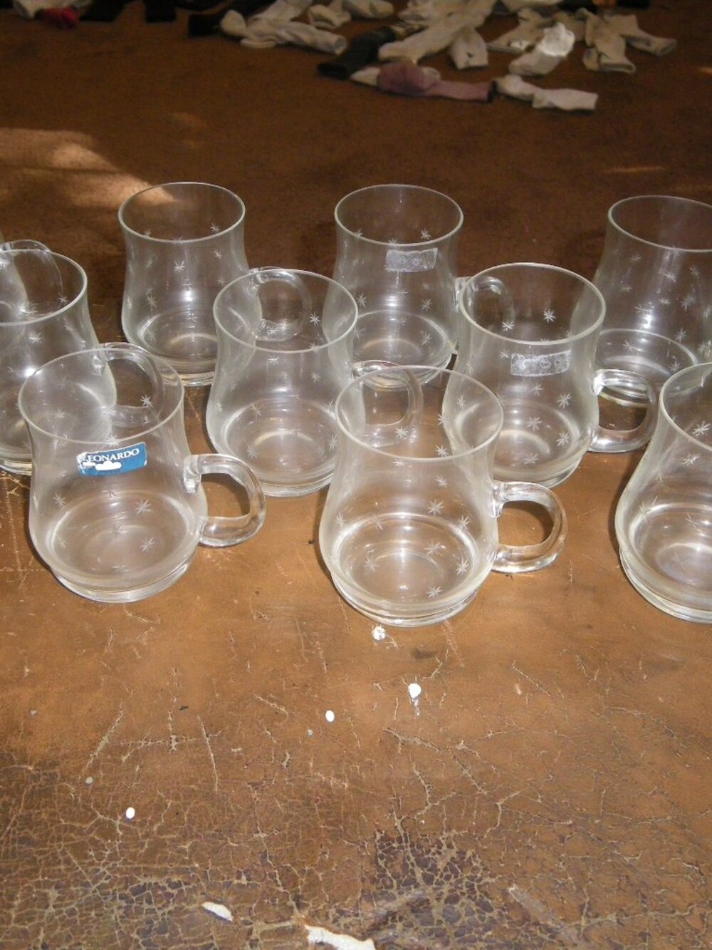 11 Vintage Leonardo Glass Mugs w/ Etched Stars